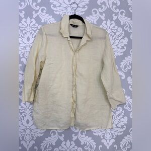 10/$25 •‎ Lindor Petite Mellow Yellow Button Down Linen Blouse